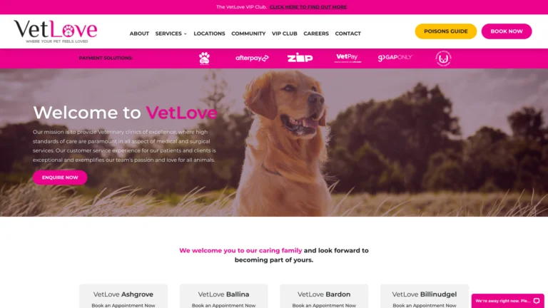 vetlove.com .au desktop