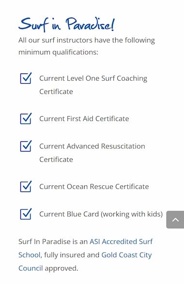surfinparadise.com .au about device mobile