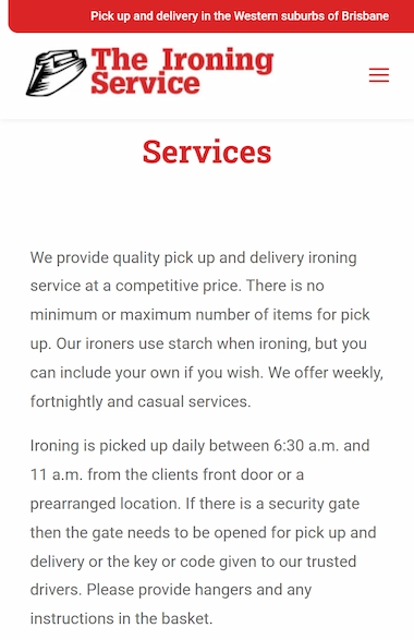 theironingservice.com .au device mobile