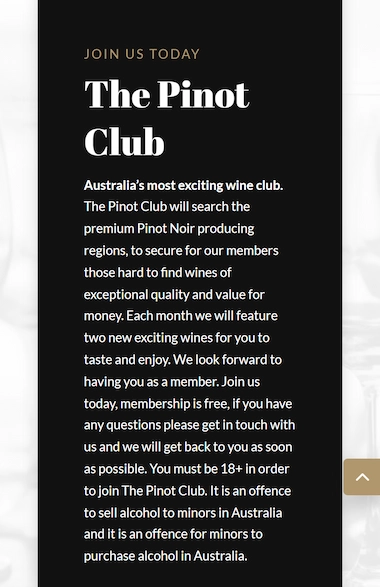 thepinotclub.com .au device mobile